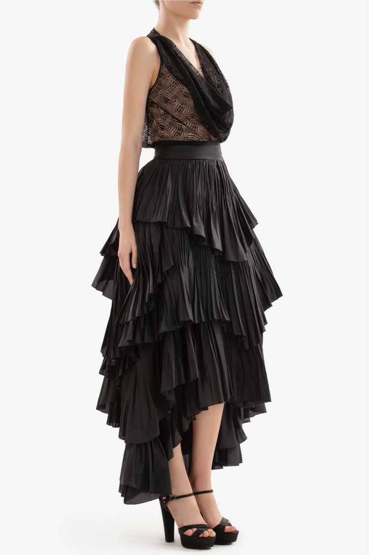 Shop Saiid Kobeisy Chic Draped Lace Top In Black