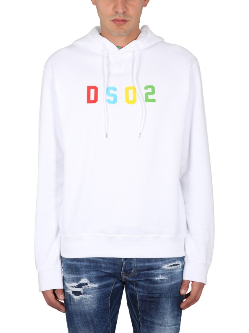 Shop Dsquared2 Relaxed Fit Cotton Sweatshirt In White