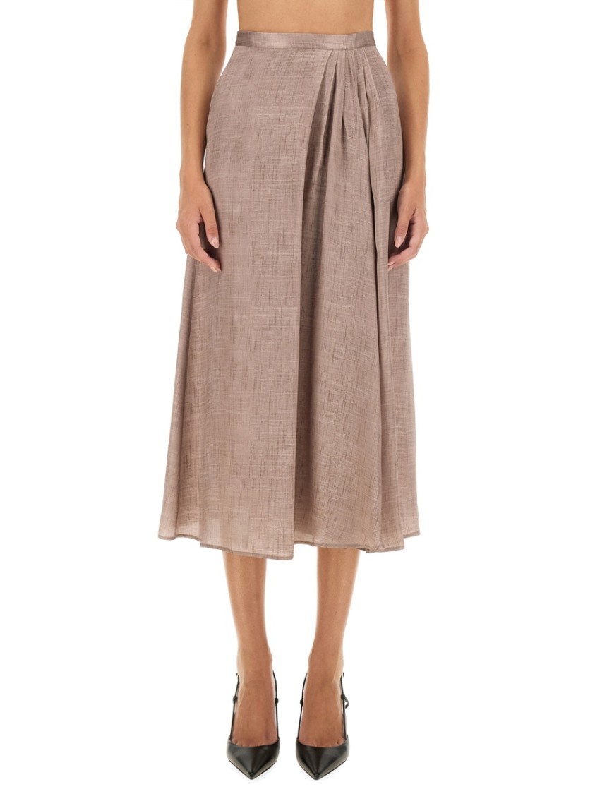 Shop Kiton Flowing Midi Skirt In Silk-viscose Blend In Pink