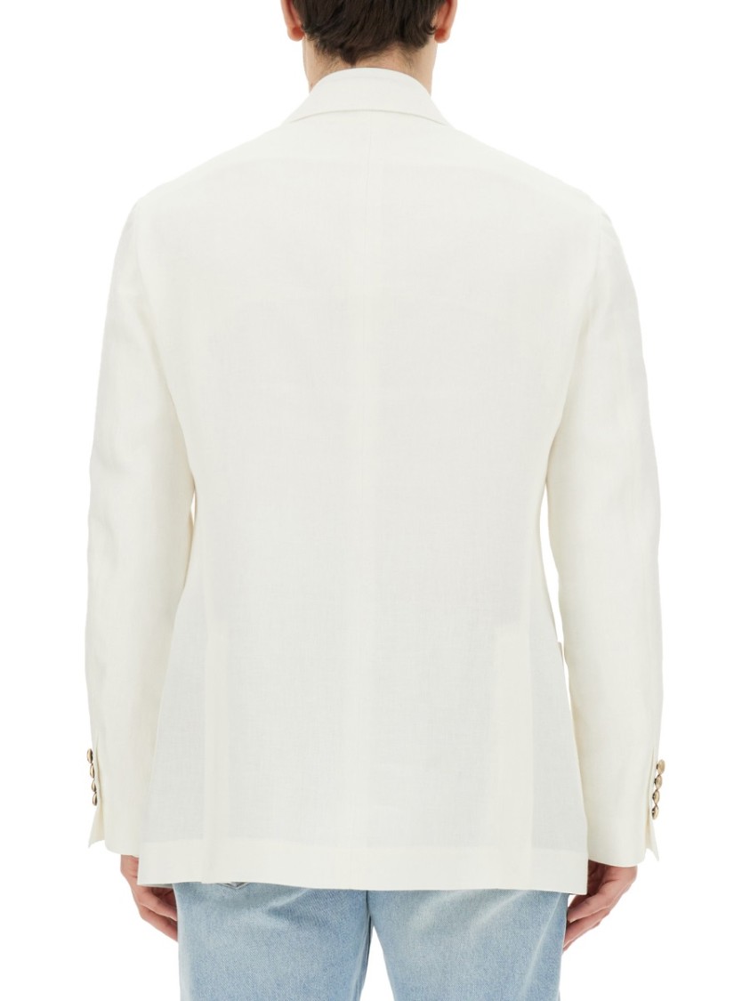 Brunello Cucinelli Linen Single-breasted Blazer Jacket In White