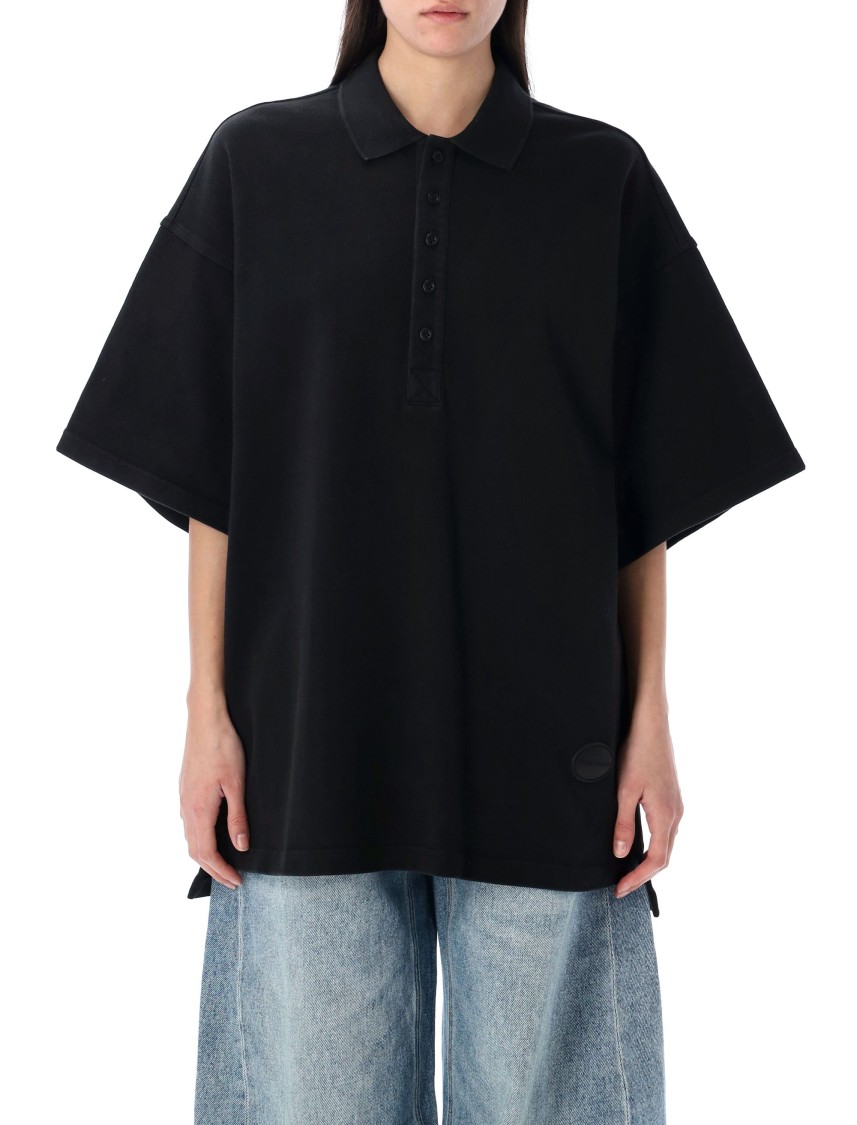 Alexander Wang Black Oversized Polo Tee In Black