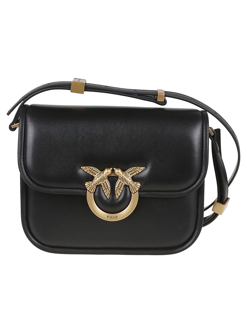 Pinko Smooth Calfskin Shoulder Bag With Love Birds Logo