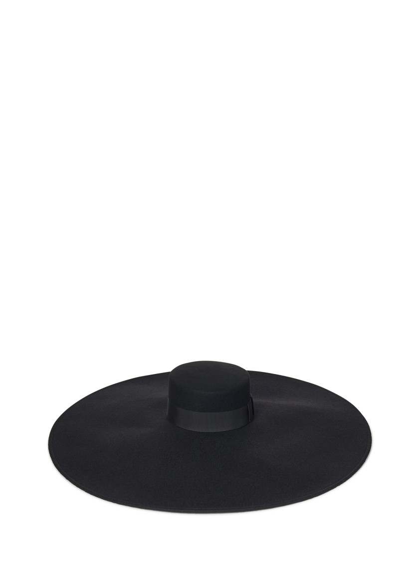 Nina Ricci Wide Brim Black Wool Felt Large Capeline In Black