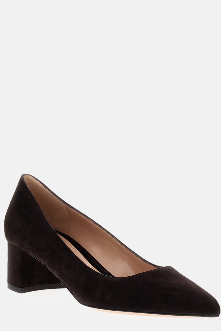 Gianvito Rossi Decollette Piper Pump In Soft Suede With Pointed Toe In Black