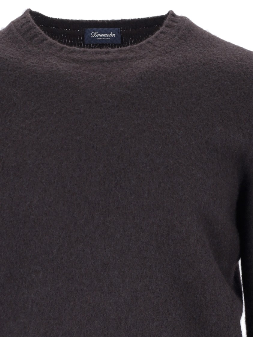 Drumohr Basic Sweater In Brown Wool Dark Shade In Black