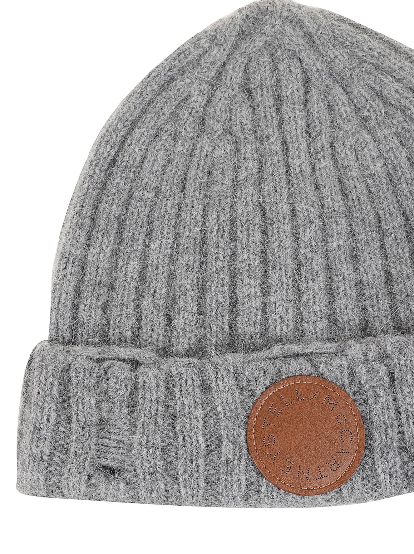 Stella Mccartney Distressed Alpaca Beanie In Grey