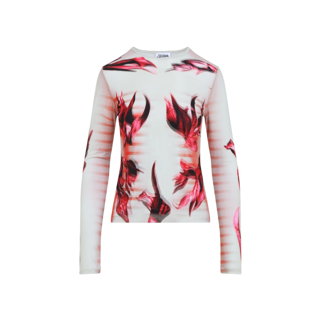 Shop Jean Paul Gaultier "flower Body Morphing Mariniere" Print Layered Top In Pink