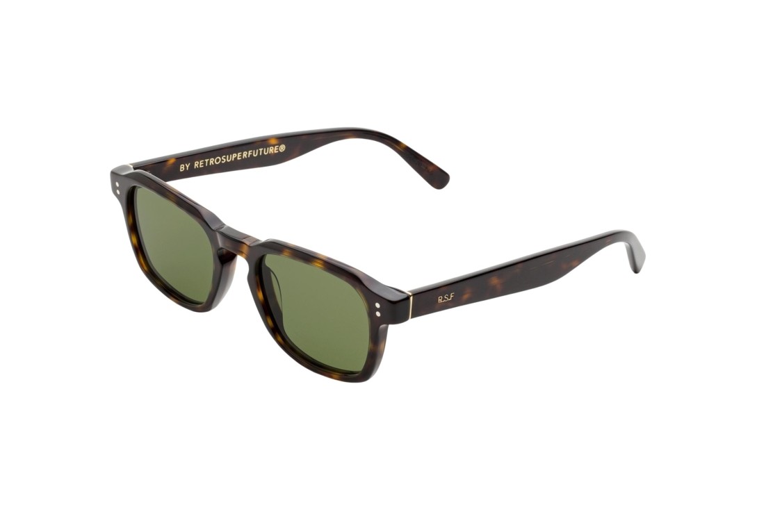 RETROSUPERFUTURE RETROSUPERFUTURE TORTOISESHELL SQUARE FRAME SUNGLASSES WITH GREEN LENSES
