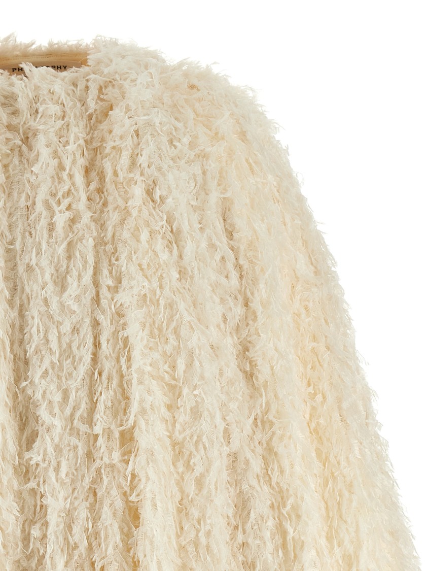 Philosophy Di Lorenzo Serafini Lightweight Coat With Textured Feather Finish In Neutral