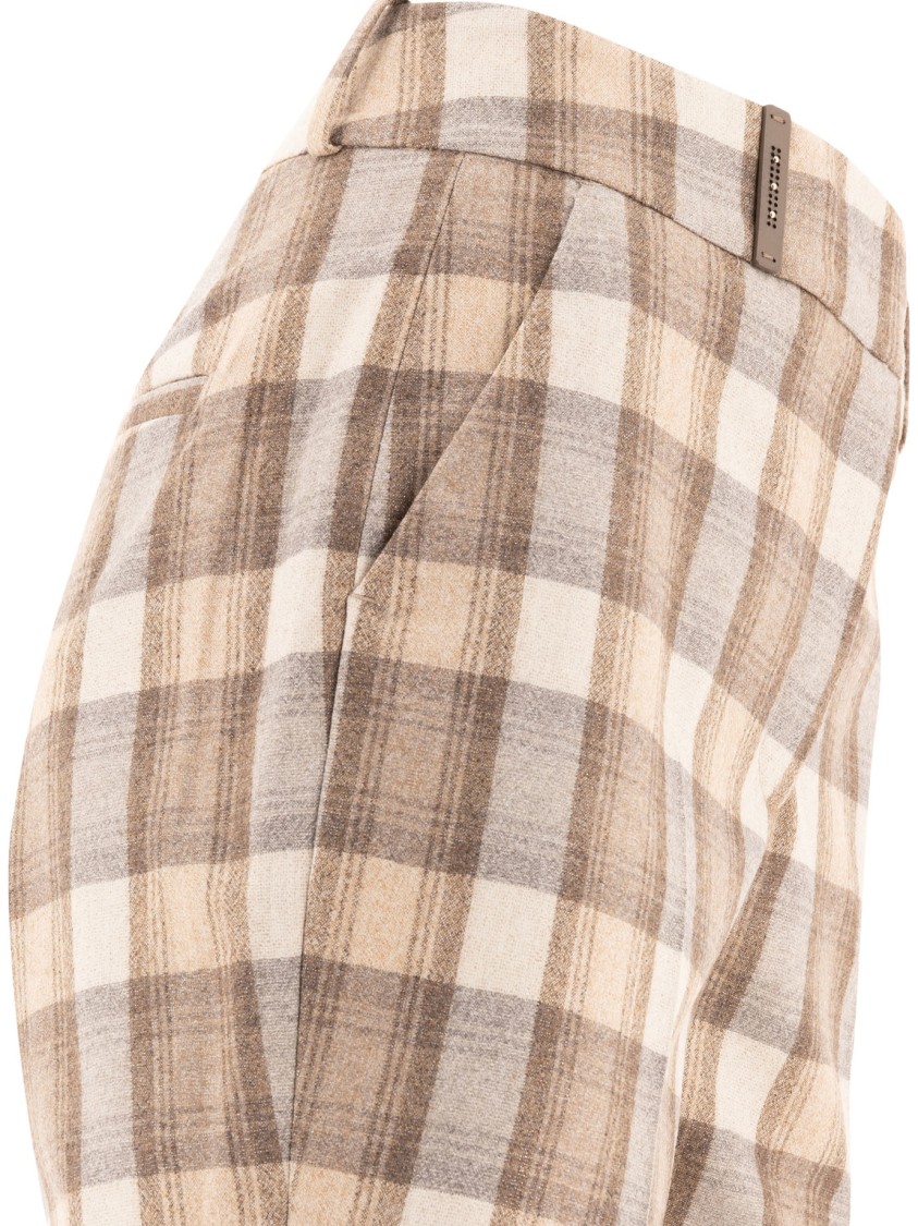 Peserico Check Wool Trousers In Multi