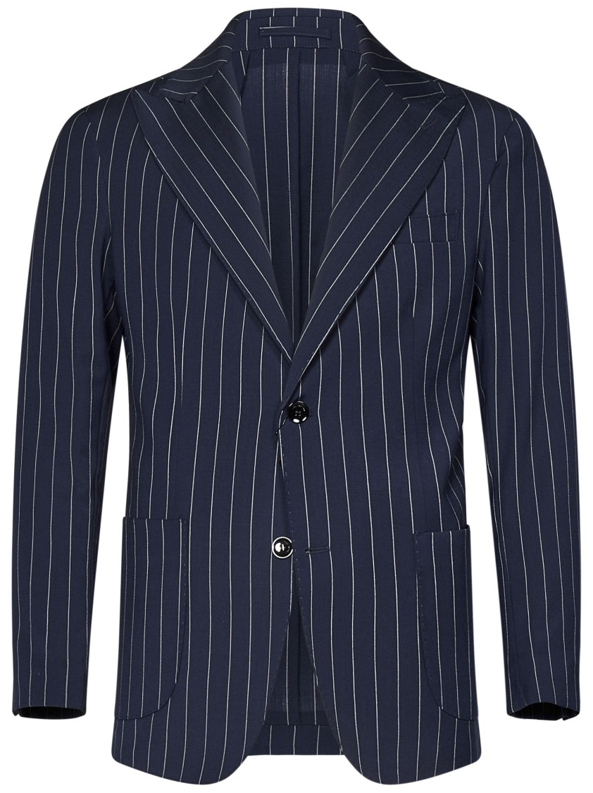 MICHAEL COAL MICHAEL COAL NAVY WOOL BLEND SINGLE-BREASTED BLAZER