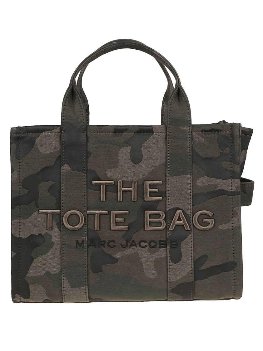 Marc Jacobs Camouflage Jacquard Medium Tote With Versatile Carrying Options In Brown