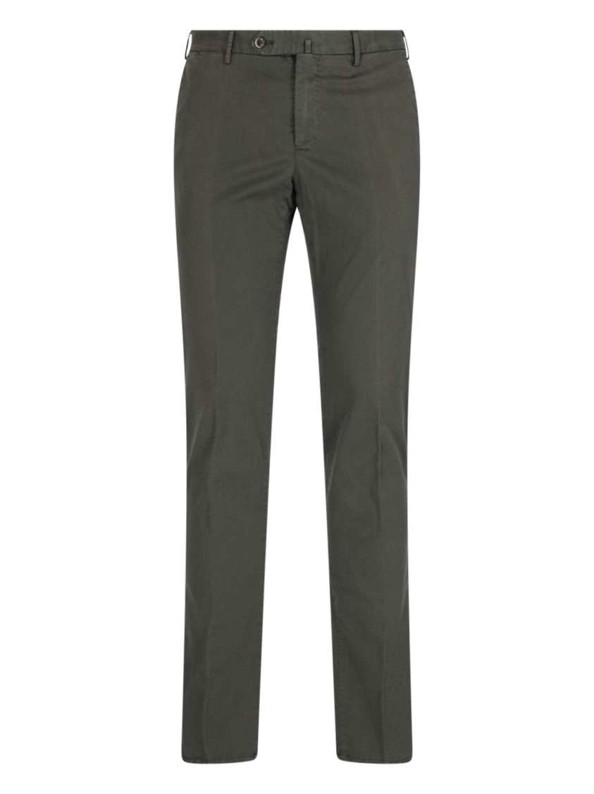Pt Torino Straight Trousers With Pockets And Loops In Green