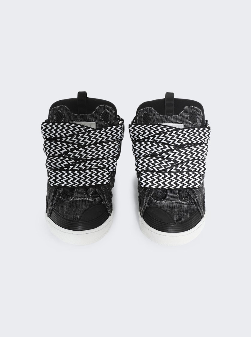 Shop Lanvin Denim Curb Sneakers Black