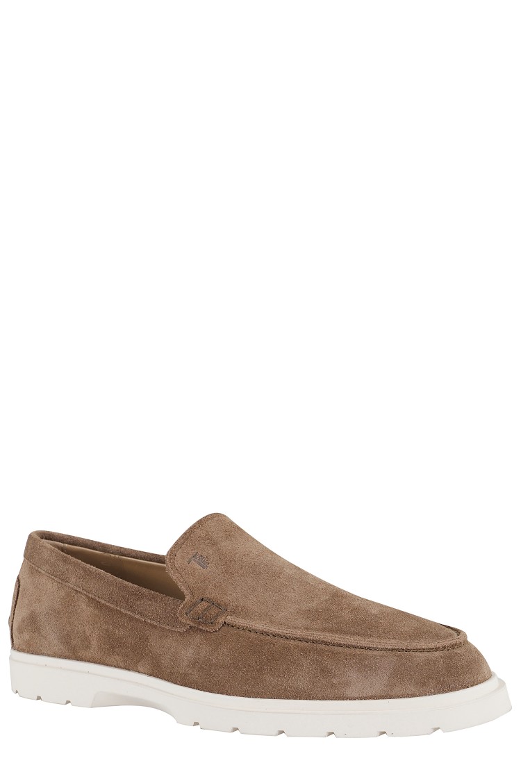 Tod's Chunky Rubber Sole Round Toe Loafers In Brown