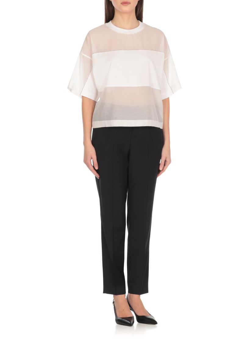 Peserico White Cotton And Silk T-shirt In White