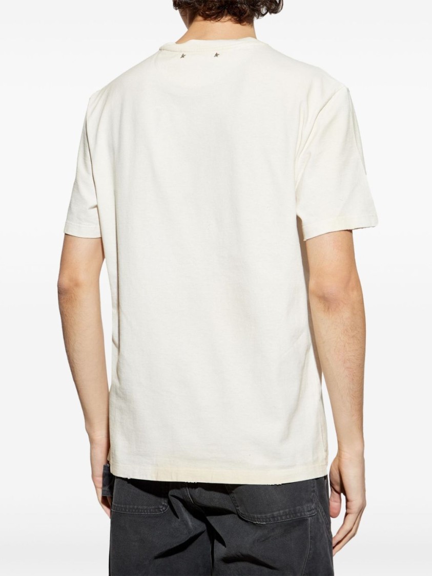Shop Golden Goose Vintage-inspired White T-shirt With Relaxed Fit