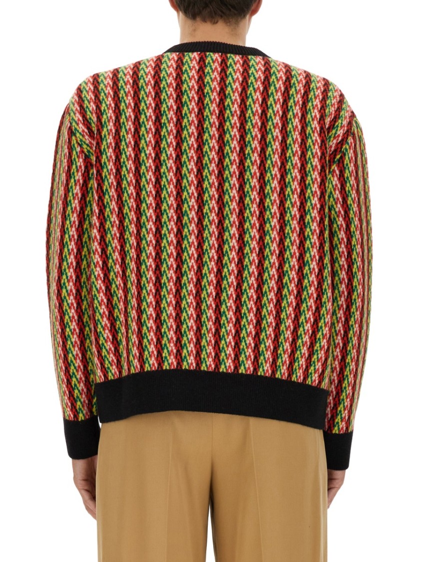 Shop Lanvin Zigzag Pattern Merino Wool Sweater In Multicolor