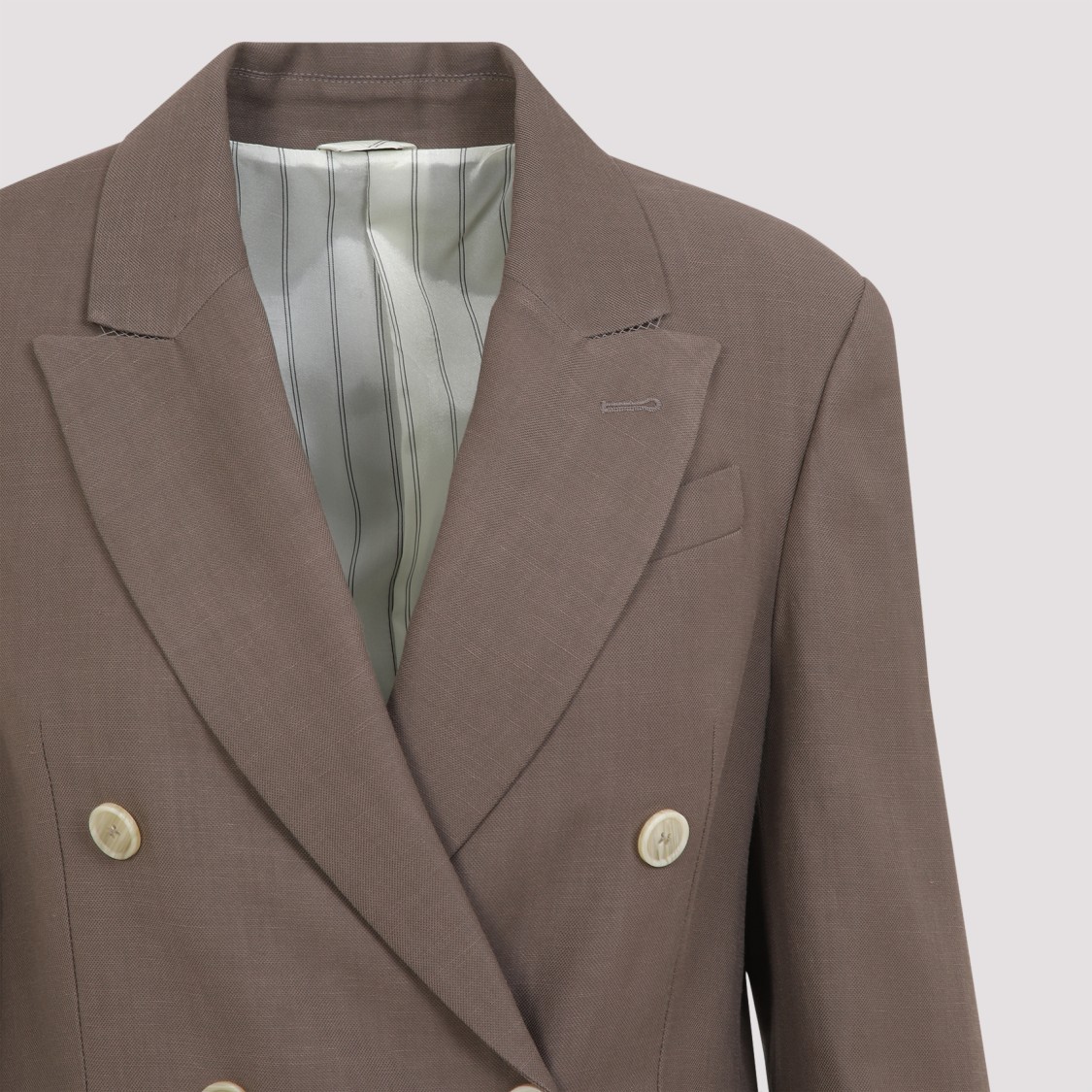Brunello Cucinelli Tailleur Brown Viscose Jacket In Grey