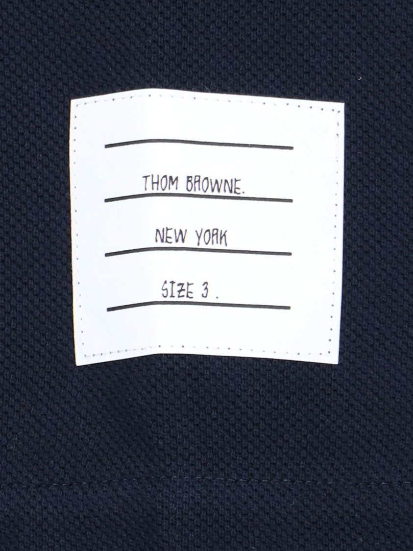 Thom Browne Crew Neck Cotton T-shirt With Distinctive Logo In Blue