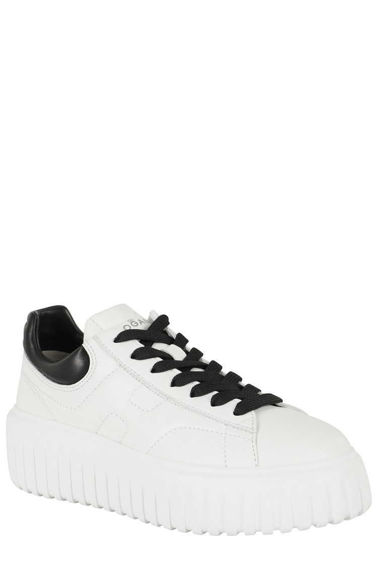 Shop Hogan H Stripes Lace-up Sneakers In White