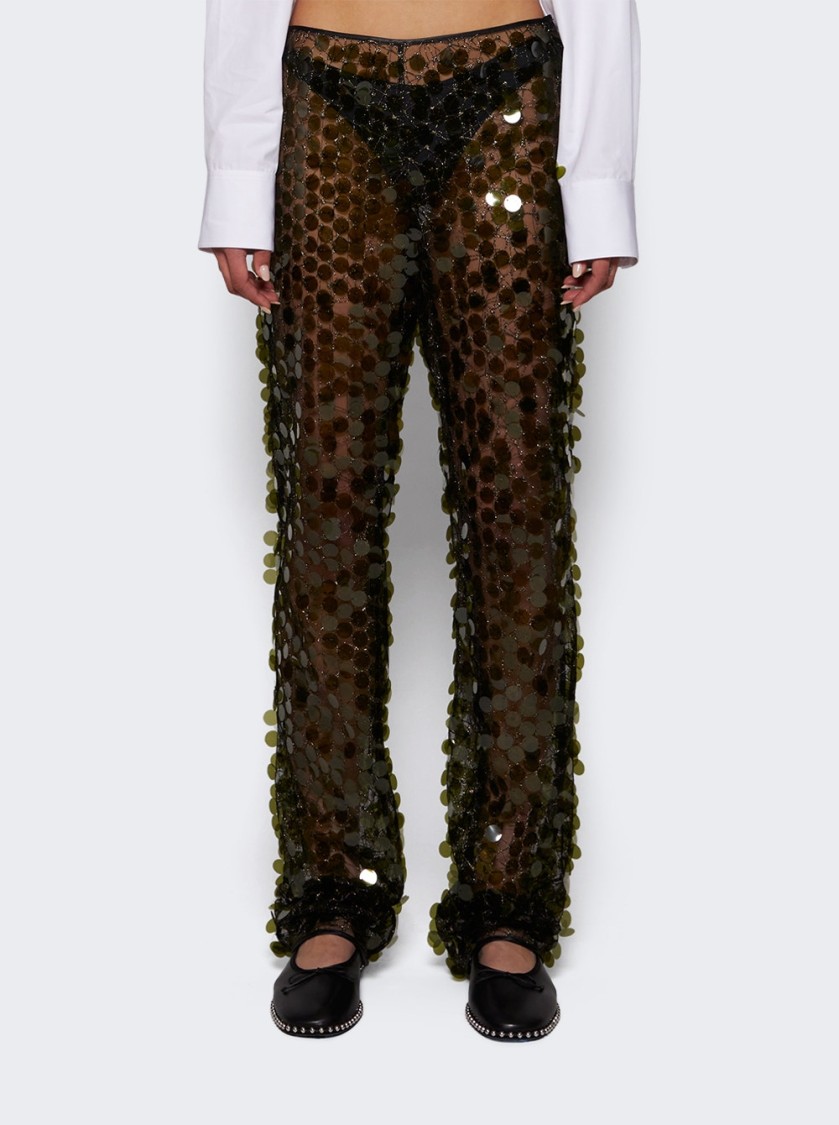 Coperni Sequins Flared Trouser Green In Green