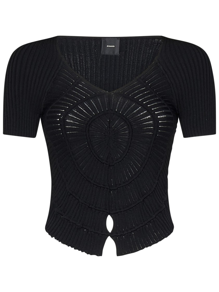 Pinko Ribbed T-shirt In Black
