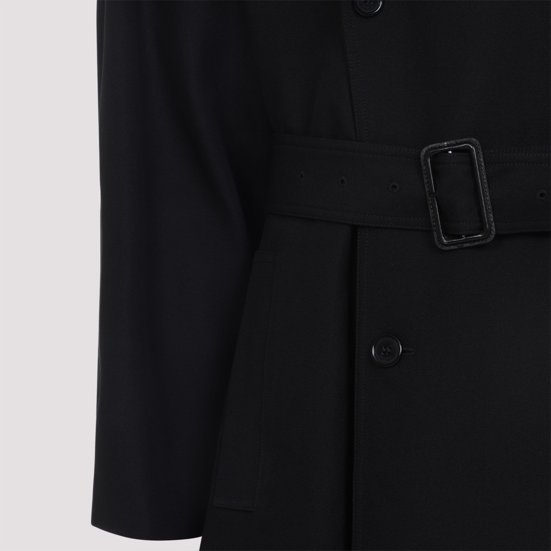 Saint Laurent Wool Coat With Central Back Slit In Black
