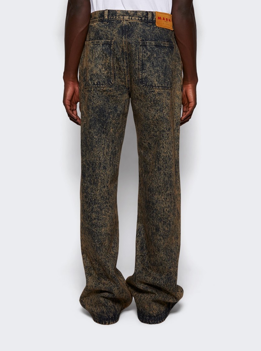 Shop Marni Marble Denim Straight-leg Jeans