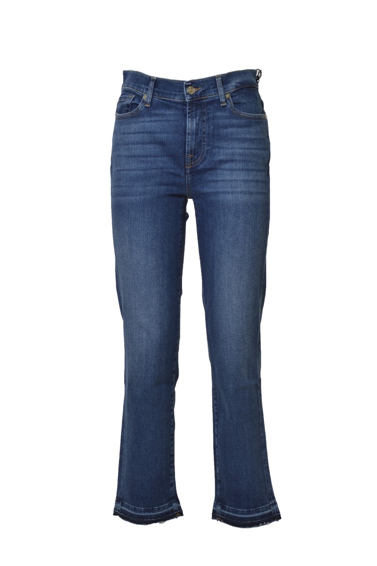 7 For All Mankind Cropped Straight-leg Jeans In Blue