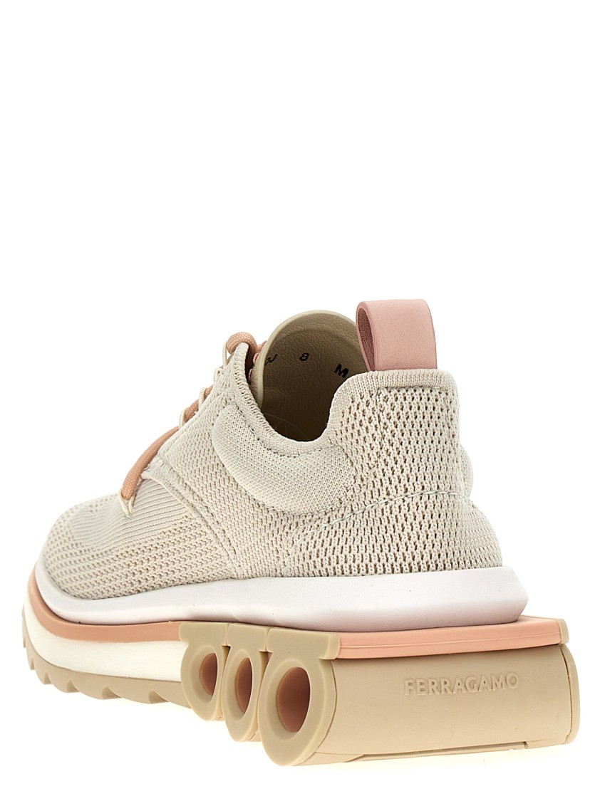 Ferragamo Mesh Perforated Pull Tab Rubber Sole Sneakers In Gray