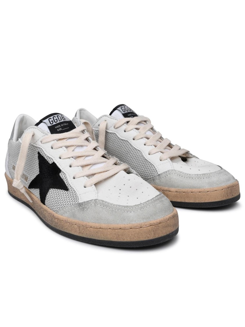 Golden Goose Ballstar Sneakers In White Leather Men In Gray