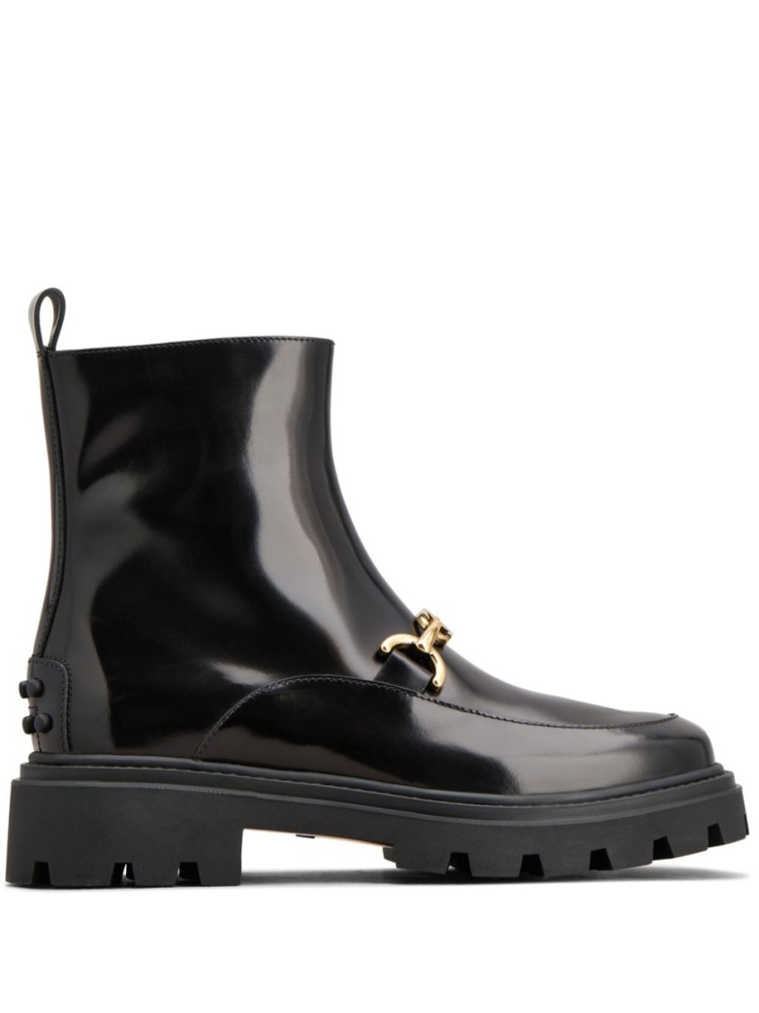 Tod's Glossy Black Ankle Boots In Black