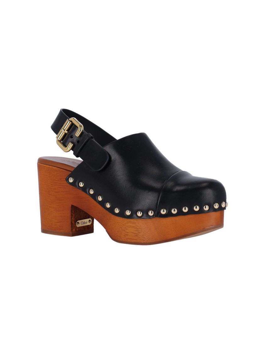 CHLOÉ CHLOÉ "JEANNETTE" WEDGE SANDALS – BLACK
