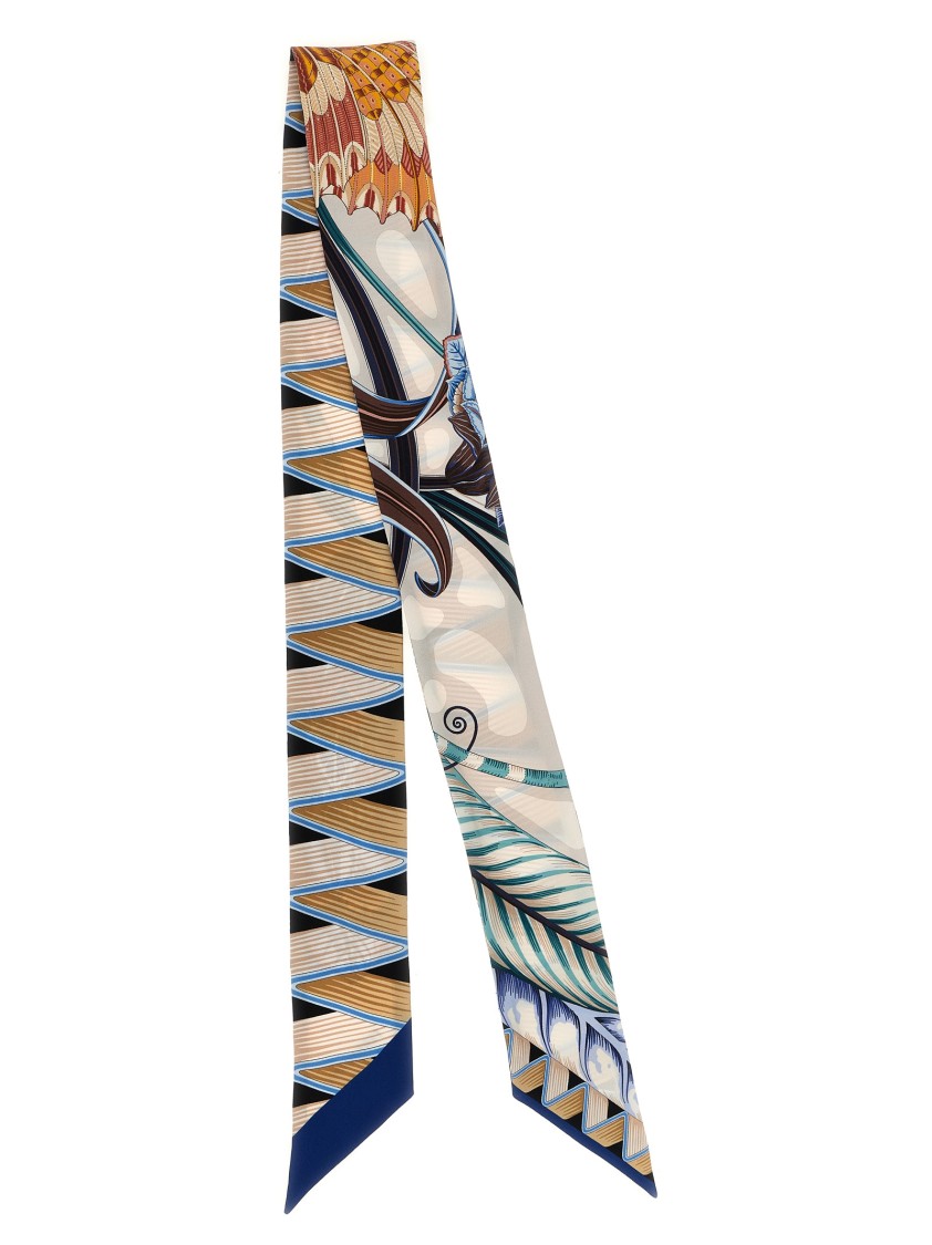 Ferragamo Floral Silk Bandeau Rectangular Scarf In Neutral