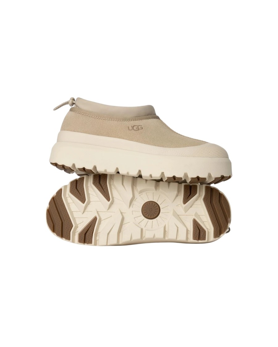Ugg Slip-on Tasman Weather Hybrid In Pelle Scamosciata E Gomma Sabbia Uomo In Neutrals