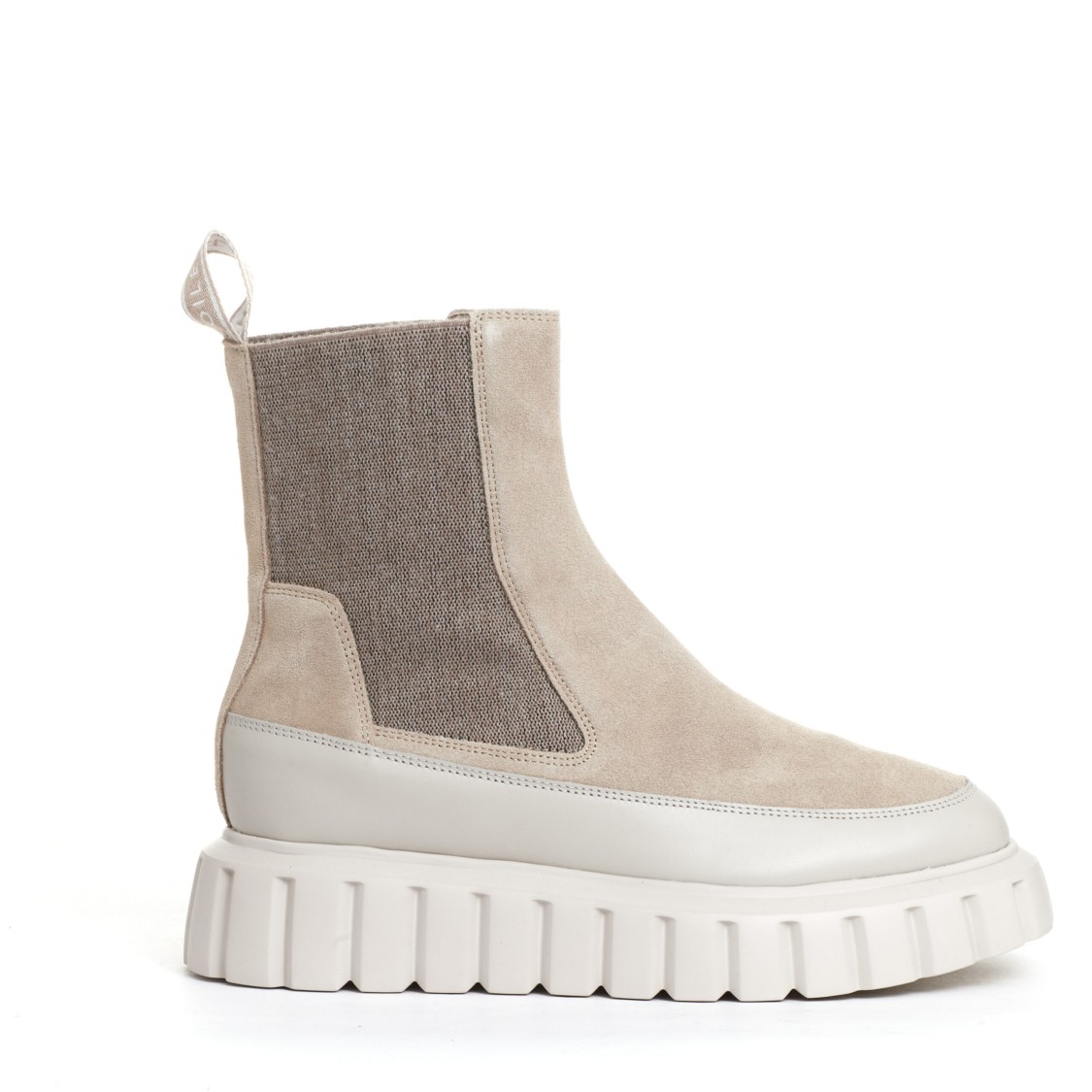 Shop Voile Blanche Beige Leather And Suede Chelsea Boots In Neutrals