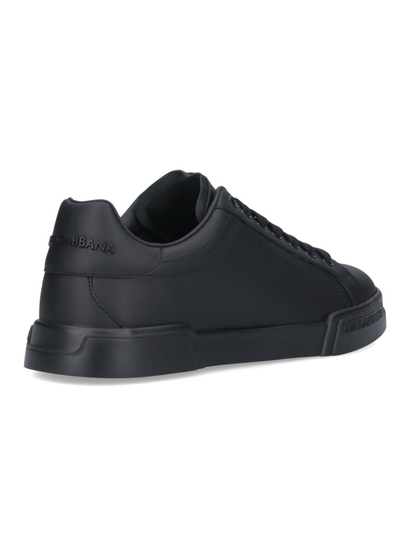 Dolce & Gabbana Portofino Light Black Sneakers With Logo Patch On The Tongue And Tonal Logo Lettering On The Heel In In Black