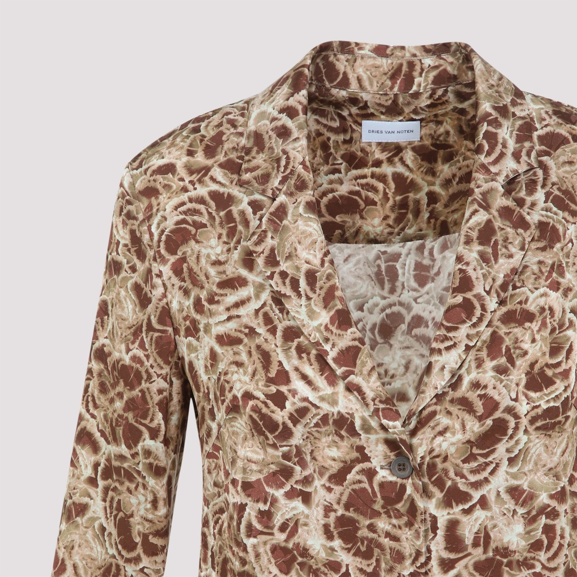 Shop Dries Van Noten Viscose Satin Shirt With Signature Print In Brown