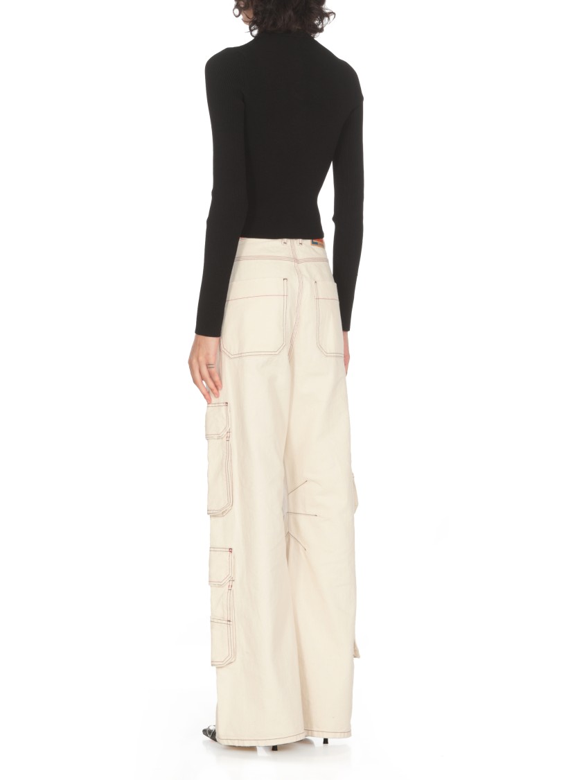 Diesel M-anchor-a Cropped Denim Sweatshirt With Cut-out Detail In Black