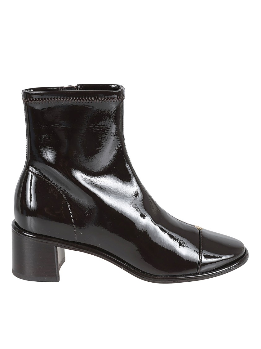 Tory Burch Glossy Black Ankle Boots With Pointed Toe