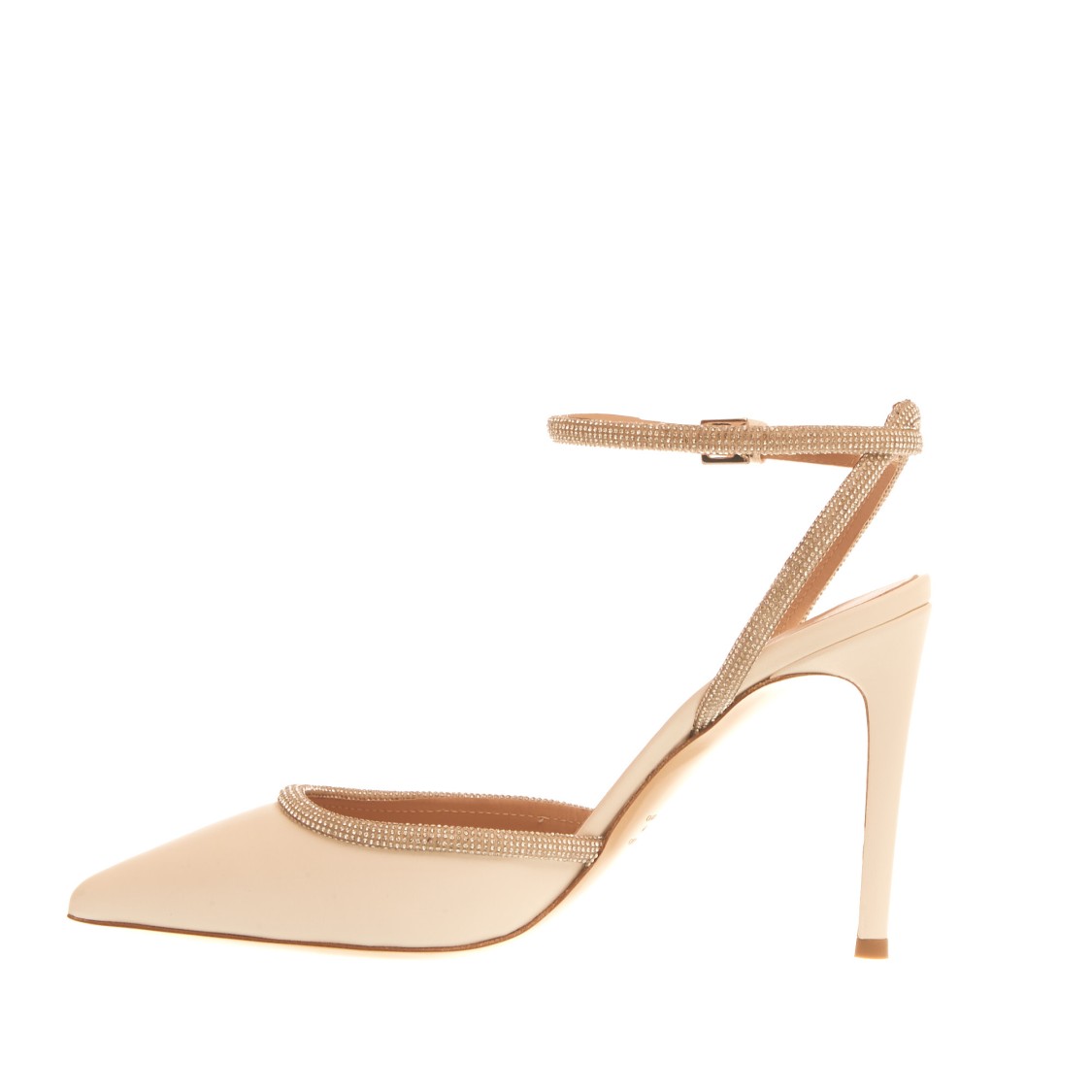 Ninalilou Slingback Nappa Sandals With Strass Details And 90mm Heel In White