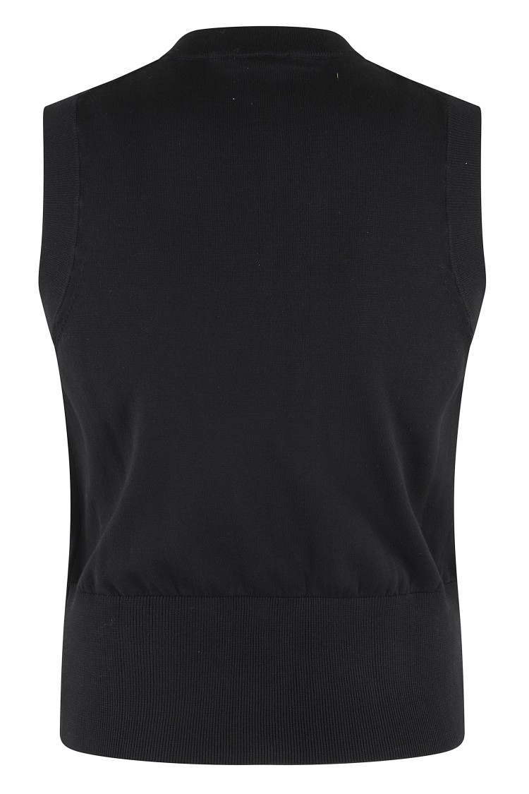SEMICOUTURE SEMI COUTURE CLIZIA FITTED BLACK COTTON KNIT GILET