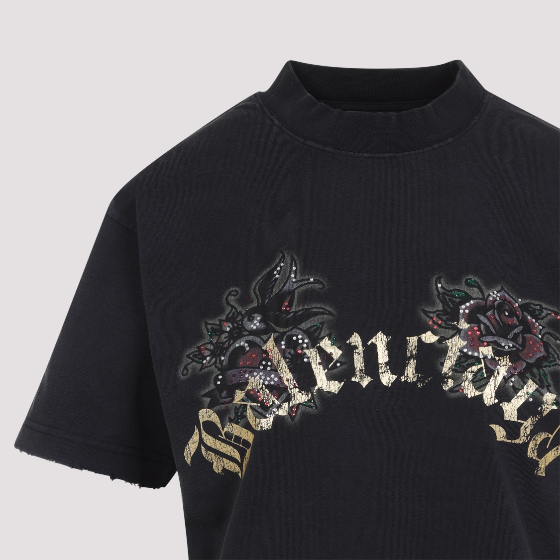 Balenciaga Faded Washed Black Cotton Small Fit T-Shirt | THE Balenciaga Faded Washed Black Cotton Small Fit T-Shirt | THE