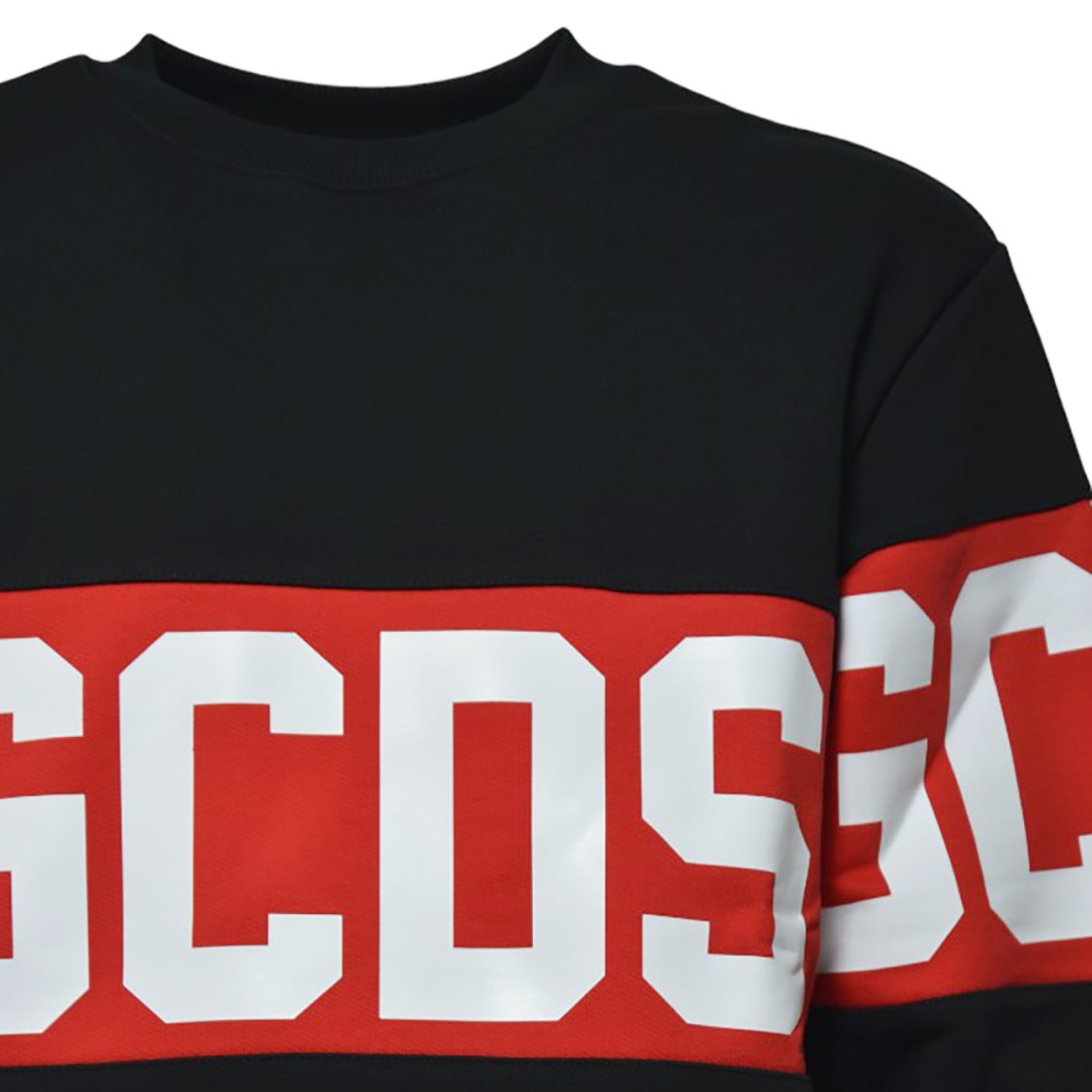 Shop Gcds Oversized Crew Neck Black Sweatshirt With Band Logo
