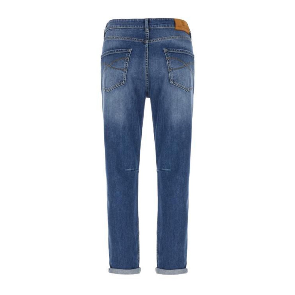 Brunello Cucinelli Light Blue Straight Leg Denim Jeans With Rolled Hem In Black