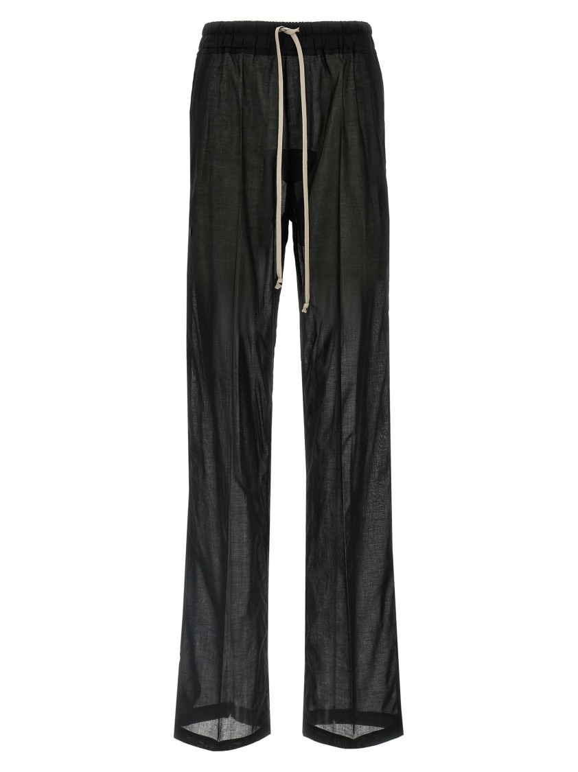 Rick Owens Wide-leg Cotton Muslin Pants With Drawstring Waist In Black