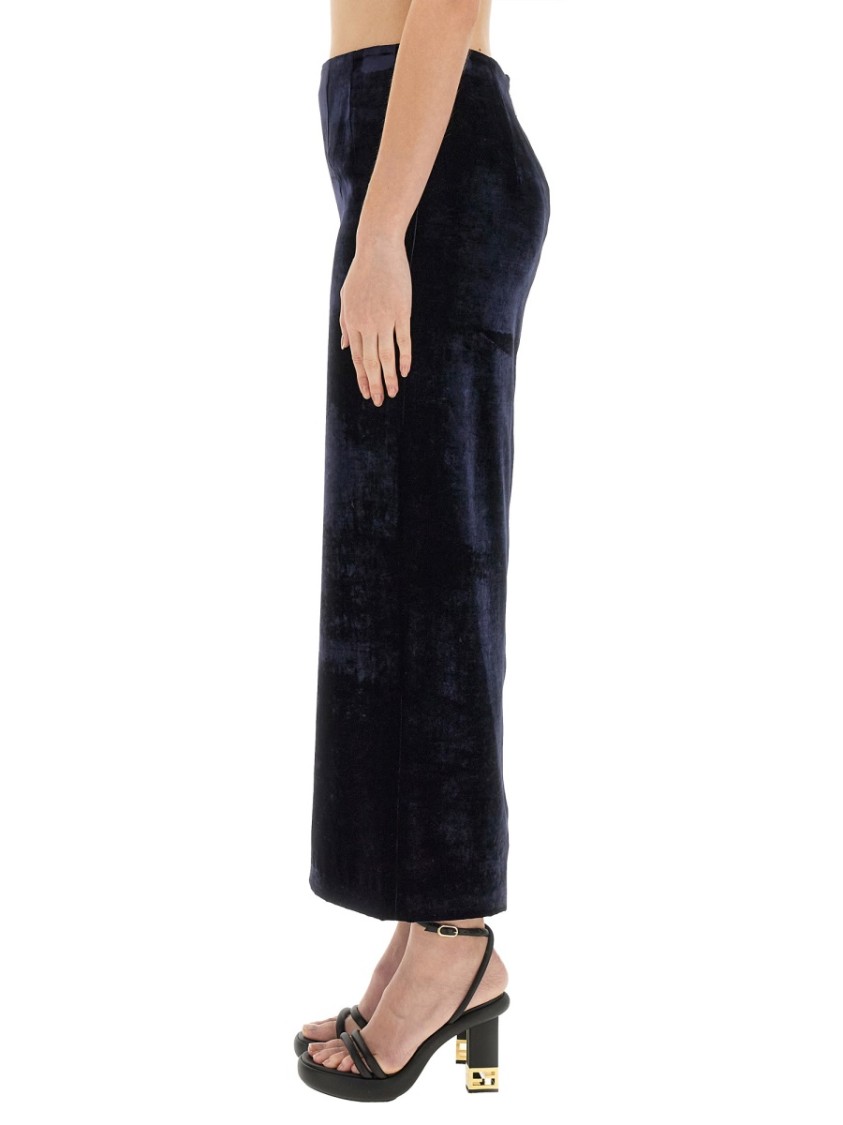 Fendi Zip-embellished Velvet Maxi Skirt In Black