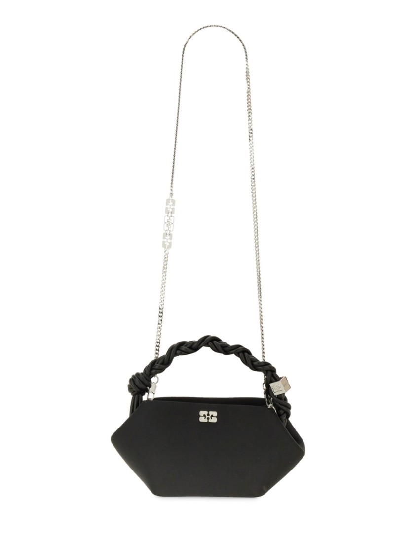 Ganni Bou Bag Mini Soir Satin In Black