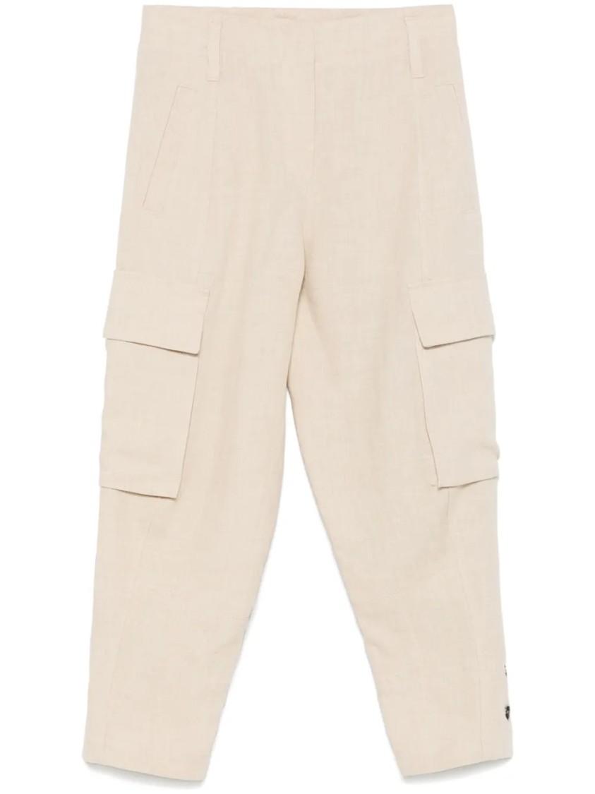Brunello Cucinelli Relaxed Fit Linen Pants With Tapered Leg In Neutral
